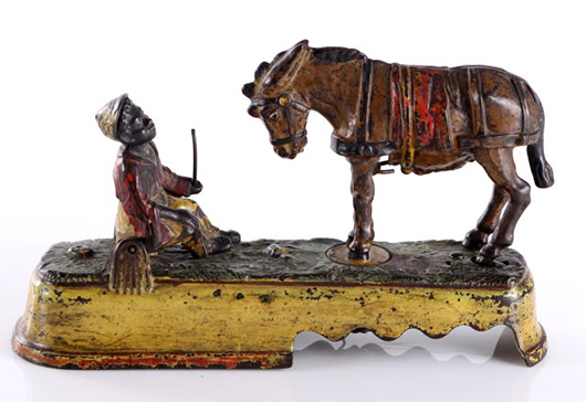 Cast-iron mechanical bank ‘I Always Did ’Spise a Mule,’ late 19th century. Gray’s Auctioneers and Appraisers image.