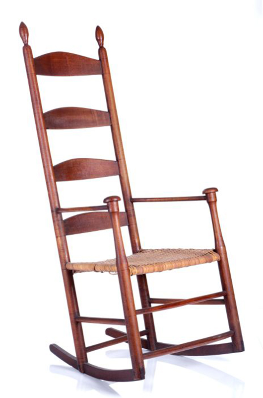 Shaker maple rocking chair with splint seat, 19th century. Gray’s Auctioneers and Appraisers image.