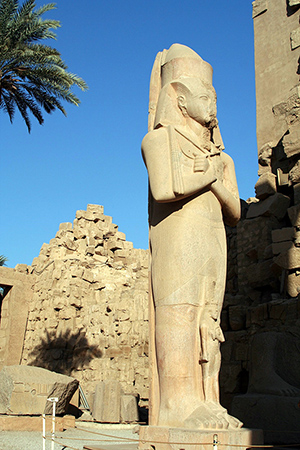 A statue at the Karnak Temple at Luxor. Image by Merlin-UK. This file is licensed under the Creative Commons Attribution-Share Alike 3.0 Unported license.