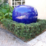 Monumental cobalt blue pottery sculpture by Jun Kaneko (Japanese, b. 1942-), deaccessioned from the collection of the Ann Norton Sculpture Garden in West Palm Beach, Florida. Est. $17,000-$25,000. Palm Beach Modern Auctions image.