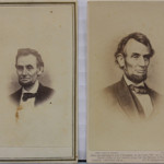 Two cartes de visite photos of Abraham Lincoln, one by Alexander Gardner and the other by J. H. Bufford. Est. $400-$600. Waverly Rare Books image.