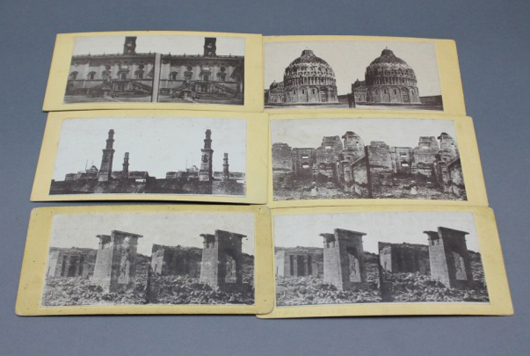 One lot of 17 stereoviews of Egypt and Italy by the early British photographer Frances Firth. Est. $300-$500. Waverly Rare Books image.