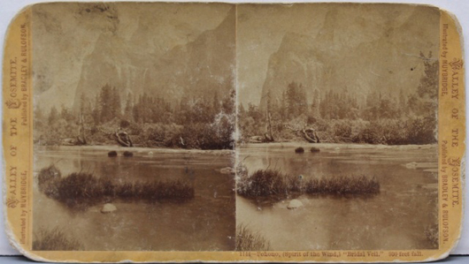 Set of five stereoscopic views of the Valley of Yosemite by the noted and highly collected early photographer Eadweard Muybridge. Est. $300-$500. Waverly Rare Books image.