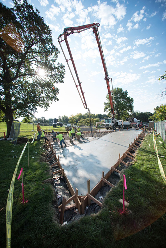 Work on the installation of the Robert Morris glass-walled labyrinth began last fall. Image courtesy of Josh Ferdinand.