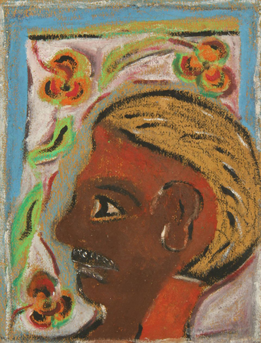 ‘Profile’ by Wesner LaForest (Haitian, 1927-1965), est. $4,500-$6,000. Material Culture image.