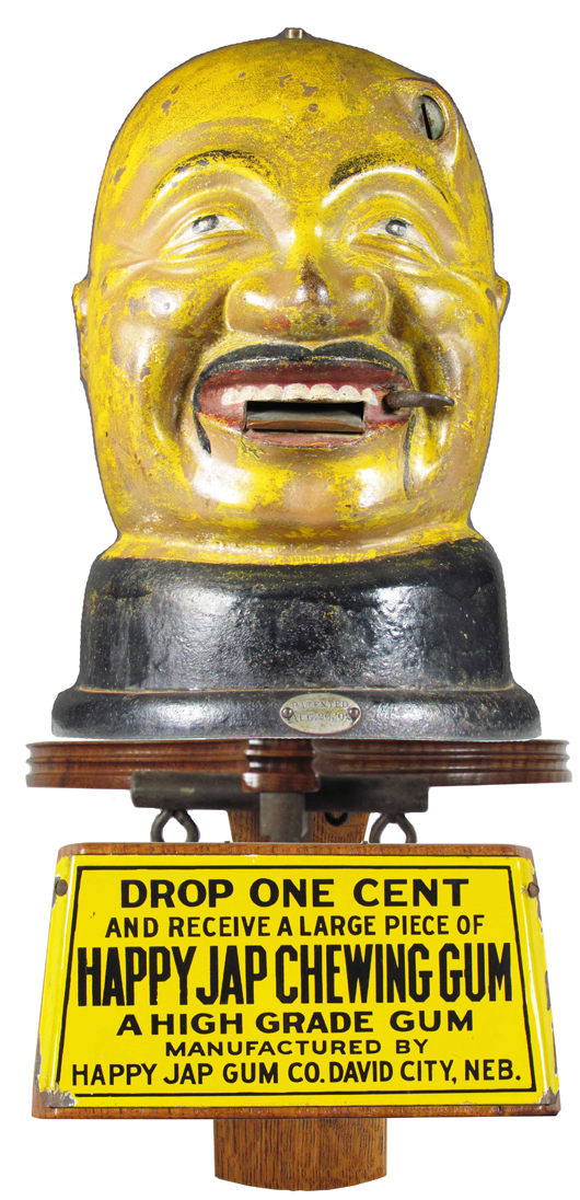 All original gum dispenser with shelf and original porcelain sign, in very good working condition. Estimate: $20,000 to $30,000. Showtime Auction Services image.
