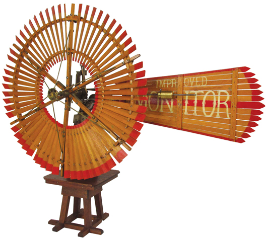 Salesman's sample windmill made by Monitor Manufacturing Co., Auburn, IN. Excellent Condition. Estimate: $5,000 to $10,000. Showtime Auction Services image.