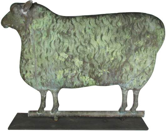 Zinc sheep weathervane in excellent original condition. Estimate: $20,000 to $30,000. Showtime Auction Services image.