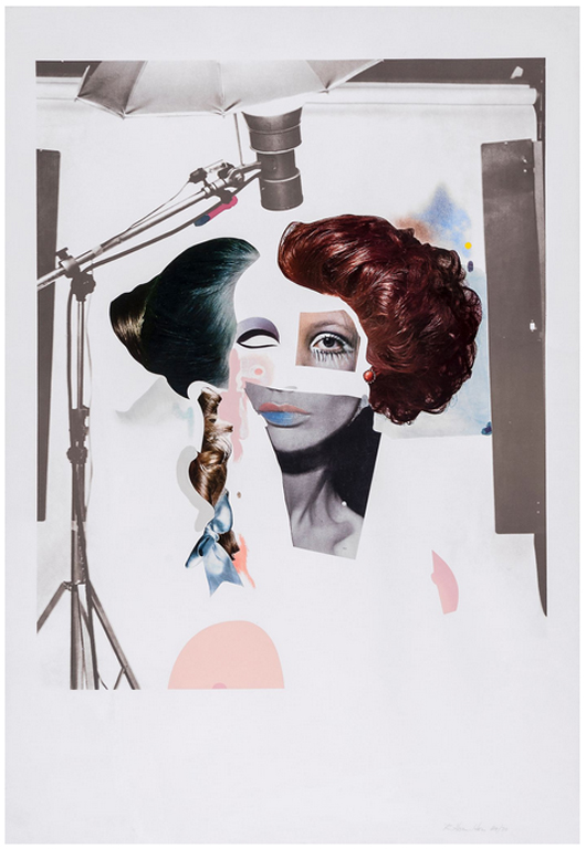 Richard Hamilton (1922-2011), ‘Fashion-Plate,’ offset lithograph with collage, pochoir and screenprint in colors, retouched by the artist with cosmetics, 1969/70, signed in pencil, numbered 39/70, 29 1/4 x 23 3/4 in. Estimate: £10,000-£15,000. Dreweatts & Bloomsbury Auctions image.