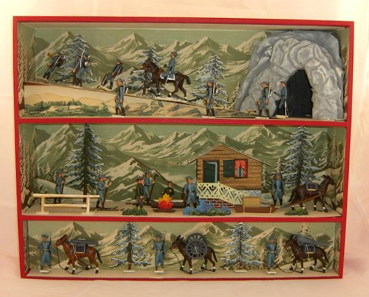Lot 2164 - Mignot Set #715 Alpine Mountain Campaign, est. $600-$800. Old Toy Soldier Auctions image