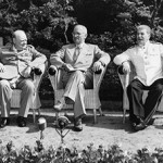 Winston Churchill, Harry S. Truman and Joseph Stalin together for the Potsdam Conference in 1945. Image courtesy Wikimedia Commons.
