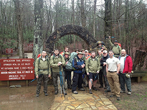 The 2014 Warrior Hikers start their journey along the Appalachian Trial on March 17. Appalachian Trail Conservancy image.