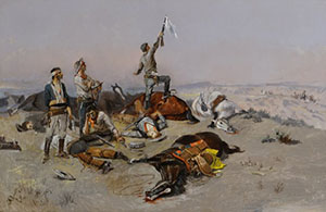 Charles M. Russell's 'Offering a Truce (Bested)' sells for $1.25 million. C.M. Russell Museum image.