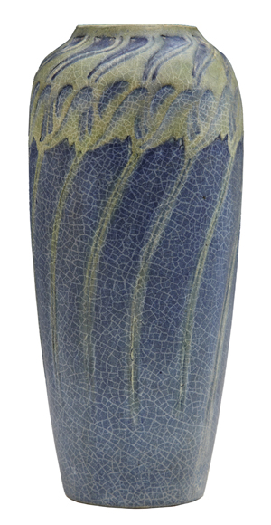 The sale will feature two Newcomb College matte glaze baluster vases, including this example. Crescent City Auction Gallery image.