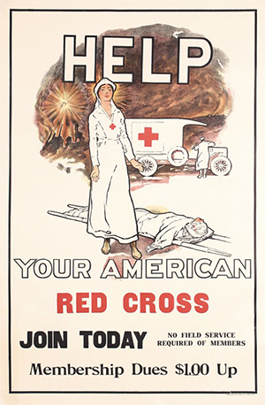 This World War I Red Cross poster will be offered in a May 3 auction by Poster Connection Inc. Image courtesy of Poster Connection Inc.