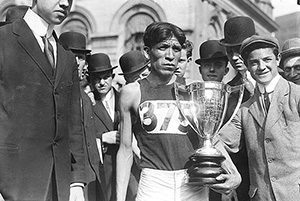 Hopi distance runner Louis Tewanima, silver medalist in the 10,000 meters at the 1912 Olympics. Image courtesy Wikimedia Commons.