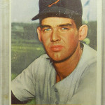 Don Larson, the only player to pitch a perfect game in the World Series, started his career with the Aberdeen Pheasants. The New York Yankees pitcher is pictured on a 1954 Bowman baseball card. Image courtesy of LiveAuctioneers.com archive and Bobby Langston Antiques Inc.