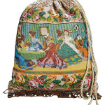 This early 19th-century beaded pouch bag pictures ladies at tea on one side and around a piano on the other. The beading, fringe and silk lining are in excellent condition. It sold recently for $1,026 at a Theriault's auction in California.