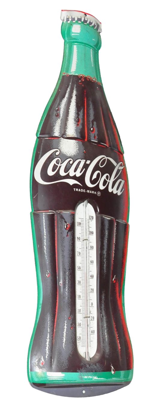 From the advertising section, a Coca-Cola advertising thermometer.