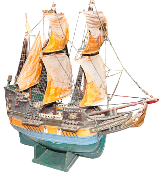 3ft by 3ft wood galleon, circa 1900, hand made by inmates at New York’s Sing Sing prison.
