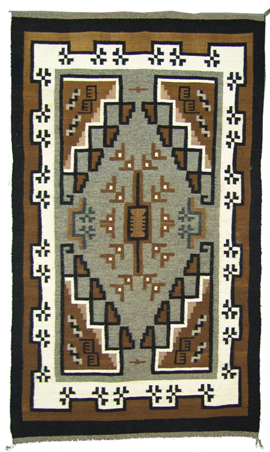 Navajo Two Gray Hills rug or weaving by Sadie Begay, 31 inches by 54 inches. Price realized: $1,725. Allard Auctions Inc. image.