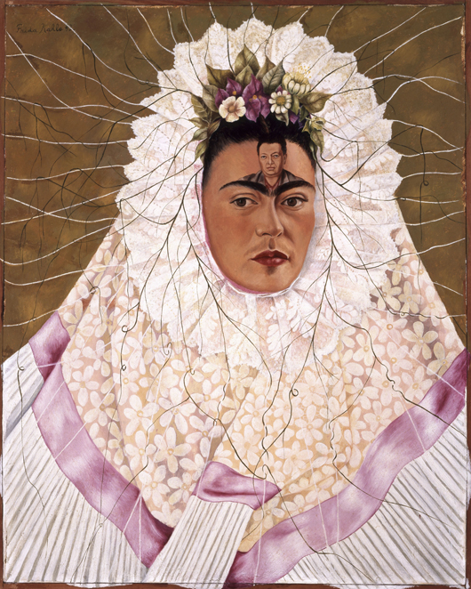 Frida Kahlo, ‘Self-portrait as Tehuana, (or Diego in my thoughts),’ 1943, oil on canvas, cm 76 x 61. The Jacques and Natasha Gelman Collection of 20th Century Mexican Art and The Vergel Foundation, Cuernavaca. © Banco de México Diego Rivera & Frida Kahlo Museums Trust, México D.F. by SIAE 2014.