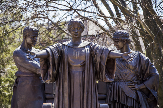 'Alma Mater' was created by Lorado Zadoc Taft (April 29, 1860 – Oct. 30, 1936), an American sculptor, writer and educator, born in Elmwood, Ill. Image courtesy of University of Illinois.