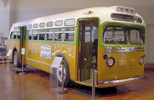 The No. 2857 bus on which Parks was riding before her arrest. The restored bus is on display at the Henry Ford museum in Dearborn, Mich.This file is licensed under the Creative Commons Attribution-Share Alike 3.0 Unported license.