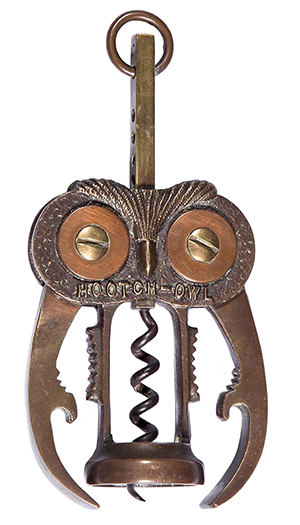 The 'Hootch-Owl' is a combination corkscrew-bottle opener-nutcracker that's 6 inches long. It sold for $1,725 at a February Jeffrey S. Evans & Associates auction in Mount Crawford, Va.