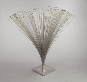 Harry Bertoia (American, 1915-1978) ‘Spray,’ circa 1970, stainless steel base, collar, and rods with brass beads, 61 1/2 high and an overall diameter of 68 inches. Property from the estate of Ray F. Fleming, Birmingham, Mich. Estimate: $50,000-$70,000. Heritage Auctions image.