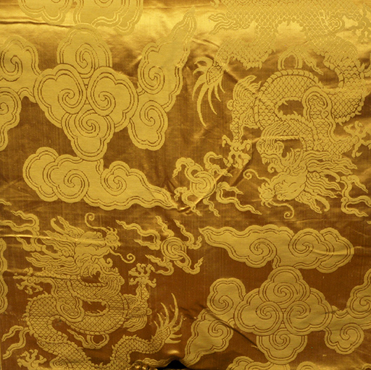 Imperial dragon fabric. Woodbury Auction image.