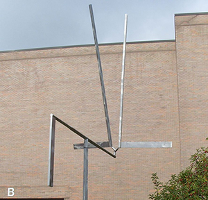 A George Rickey sculpture at Century Center in downtown South Bend: 'Triple L Excentric: Gyratory Gyratory.' Image courtesy Notre Dame University.