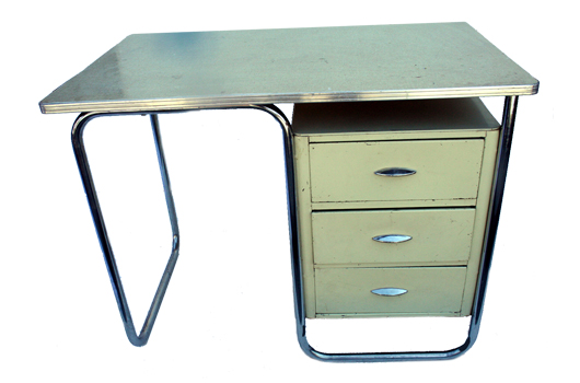 Tubular steel desk, Walter Dorwin Teague, 1935. Sanford & Son Auction image.