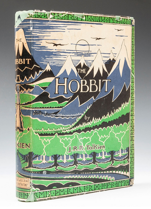 A rare first edition of J.J.R. Tolkien’s ‘The Hobbit, or, There and Back Again’ (1937) sold for £18,600 ($31,240). Dreweatts & Bloomsbury image.