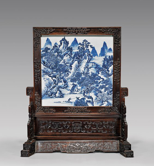 Antique Chinese porcelain table screen. I.M. Chait Gallery / Auctioneers image.