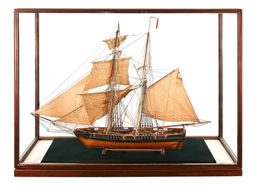 Impressive and well-detailed 19th-century model of the US 'Privateer Liberty' of circa 1812. Charles Miller Ltd. image