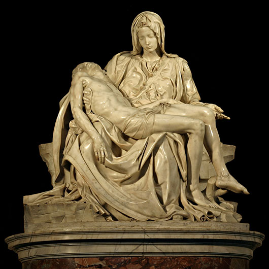Michelangelo's Pieta in St. Peter's Basilica in the Vatican. Image by Stanislav Traykov, Niabot. This file is licensed under the Creative Commons Attribution-Share Alike 3.0 Unported license.