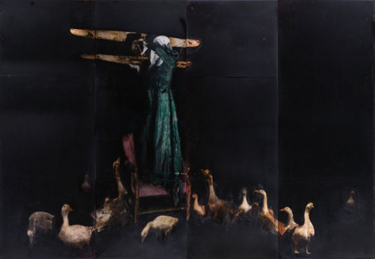 Lot 74: Todd Murphy (b.1962), 'King of Birds' (1990), mixed media on board. Gray's Auctioneers image.