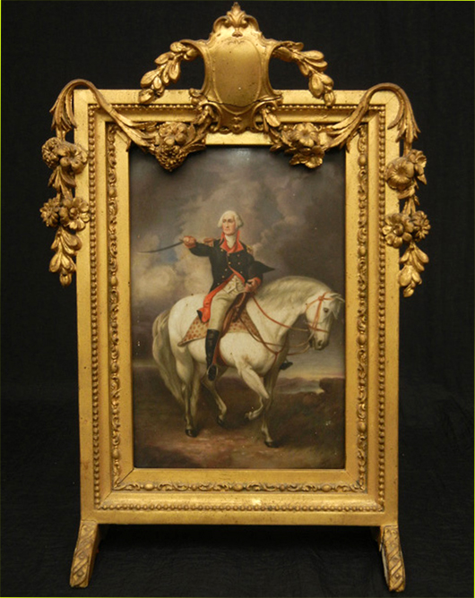 General Washington porcelain plaque in stand. Stephenson’s image