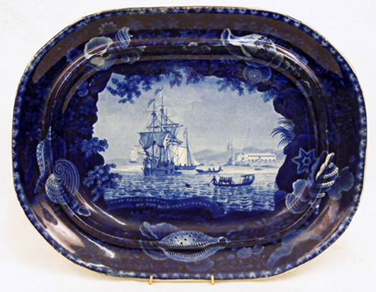Historic blue Staffordshire platter, Stephenson’s image