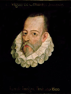 Portrait of Miguel de Cervantes y Saavedra (1547-1615). Image courtesy Wikimedia Commons.