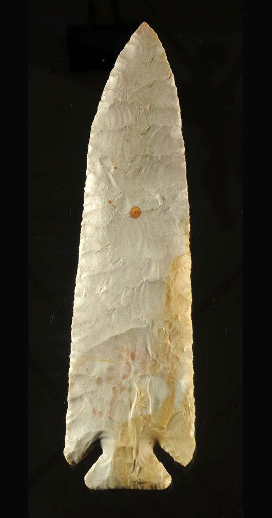 Earl Townsend’s monumental 7in Corner Notch Blade, Archaic, 7500-4000 B.P., Missouri origin. Est. $40,000-$60,000. Morphy Auctions image
