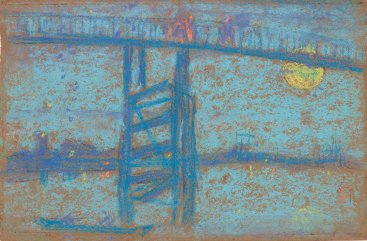'Nocturne: Battersea Bridge,' James McNeill Whistler (American, 1872—1873), Pastel on brown paper, H x W: 18.4 x 28.1 cm (7 1/4 x 11 1/16 in), Freer Gallery of Art, Gift of Charles Lang Freer, F1904.64a-c