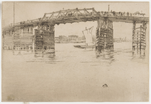 'Old Battersea Bridge,' James McNeill Whistler (American, 1860—1861), Etching on paper, 1879, H x W: 20.1 x 29.5 cm (7 15/16 x 11 5/8 in), Freer Gallery of Art, Gift of Charles Lang Freer, F1898.370