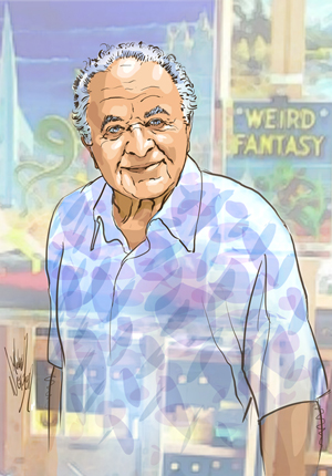 Portrait of Golden Age comics artist and former Mad Magazine editor Al Feldstein, for Michael Netzer's 'Portraits of the Creators Sketchbook.' Copyrighted image of painting by Michael Netzer is licensed under the Creative Commons Attribution-Share Alike 3.0 Unported license.