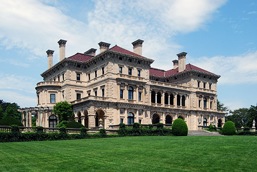 The most famous structure within Bellevue Avenue's National Historic Landmark District in Newport is The Breakers, the summer home of Cornelius Vanderbilt II, located in Newport, Rhode Island, United States. It was built in 1893, added to the National Register of Historic Places in 1971, and designated a National Historic Landmark in 1994. Photo by Matt H. Wade, a k a UpstateNYer, and is licensed under the Creative Commons Attribution-Share Alike 3.0 Unported license.