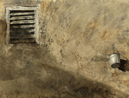 Andrew Newell Wyeth (American, 1917-2009), ‘Wash Bucket,’ 1962, watercolor on paper, 21-3/4 x 29-1/8 inches. Estimate: $120,000-$180,000. Heritage Auctions image.