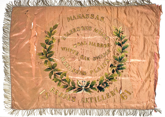 Brooks Artillery banner, 1861-1865. This banner was used by Col. Alfred Rhett's unit organized on the eve of the Civil War as the 1st Brigade, South Carolina Artillery. Image courtesy Charleston Museum.