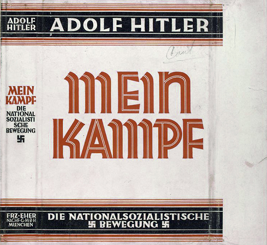 The dust jacket from a 1926 edition of 'Mein Kampf.' Image courtesy of the New York Public Library Digital Collection and Wikimedia Commons.