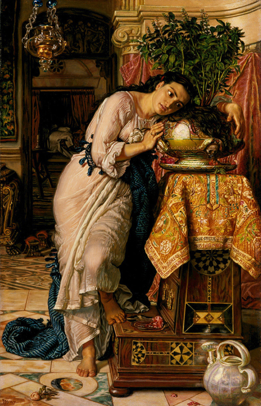 William Holman Hunt (English, 1827-1910), 'Isabella and the Pot of Basil,' completed in 1868 and based on a scene from a John Keats poem. The Delaware Art Museum has consigned the painting to auction at Christie's.